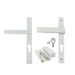 GoodHome Poignée alu blanc et clés pour porte fenêtre avec volet roulant pvc blanc- Poignée Pour Porte-Fenêtre