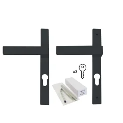 GoodHome Poignée alu carré cylindre gris pour porte fenêtre pvc gris- Poignée Pour Porte-Fenêtre