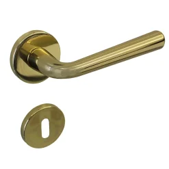 Hardwarexchange Poignée De Porte<Poignée de porte intérieure sur rosaceZamac haute resistance laiton poli Avec ressort de rappel