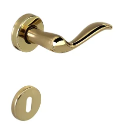 Hardwarexchange Poignée De Porte<Poignée de porte intérieure sur rosace Zamac laiton brillant haute resistance Avec ressort de rappel