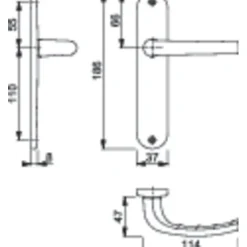 Hoppe Poignée de porte intérieure - San diego - Et Cie - Gris argent - Bec de cane - 165 mm- Poignée De Porte