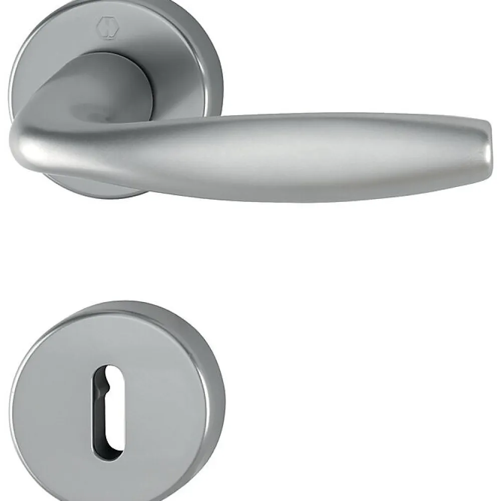 Hoppe Poignée de porte sur rosace ronde - New York - - inox mat - Clé L- Poignée De Porte