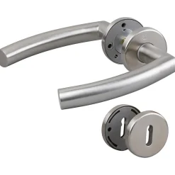 Hoppe Poignée de porte sur rosace inox mat - Clé L - Trondheim - et cie- Poignée De Porte