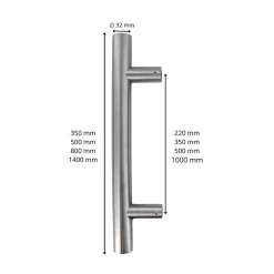 Secury-T Poignée De Porte Extérieure<Poignée de tirage - Baton de maréchal - Inox 304 - Droit 90 degrés 800mm