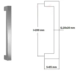 Hardwarexchange Poignée de tirage Carrée 20x20 mm - Entraxe200 mm - INOX 304 poli- Poignée De Porte Extérieure