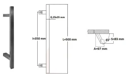 Hardwarexchange Poignée de tirage carrée 25x25 mm - Entraxe350 - S85 - A70 - L500 mm - incliné 45 - INOX 304 satiné- Poignée De Porte Extérieure