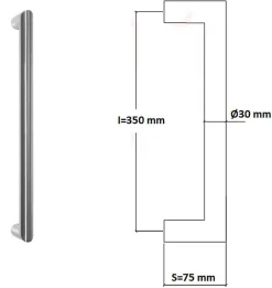 Hardwarexchange Poignée De Porte Extérieure<Poignée de tirage Diamètre 30 mm - Entraxe350 mm - INOX 304 satiné