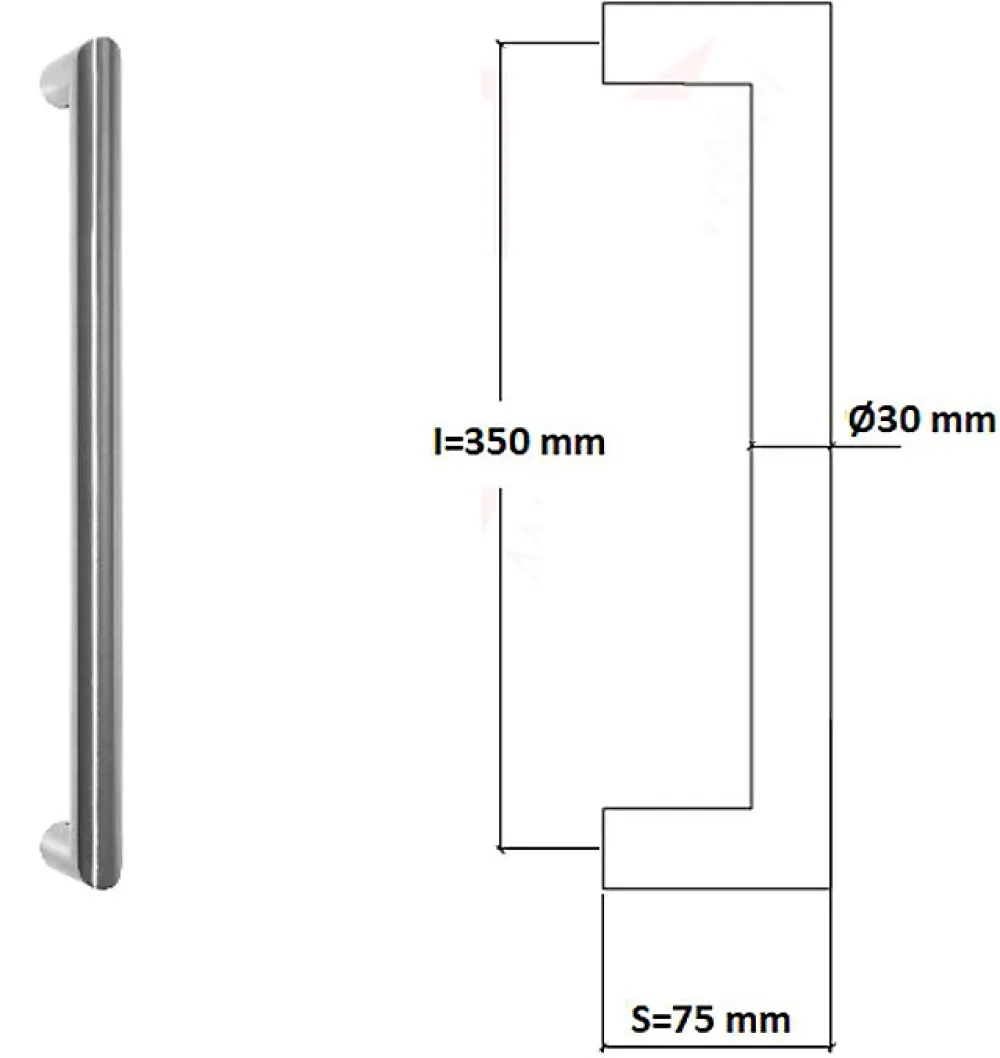 Hardwarexchange Poignée De Porte Extérieure<Poignée de tirage Diamètre 30 mm - Entraxe350 mm - INOX 304 satiné
