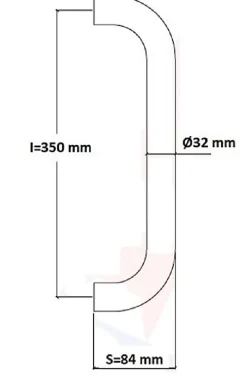 Hardwarexchange Poignée de tirage Diamètre 32 mm - Entraxe350 mm - INOX 304 Laqué RAL 9005 Noir Mat- Poignée De Porte Extérieure