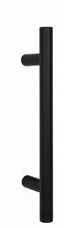 Hardwarexchange Poignée de tirage Diamètre 30 mm - Entraxe300 - S80 - A70 - L450 mm - inclinée 45 - INOX 304 Laqué RAL 9005 Noir Mat- Poignée De Porte Extérieure
