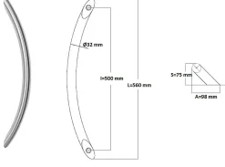Hardwarexchange Poignée de tirage Diamètre 32 mm - Entraxe500 mm - INOX 304 poli- Poignée De Porte Extérieure