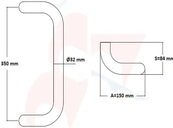 Hardwarexchange Poignée De Porte Extérieure<Poignée de tirage Diamètre 32 mm - Entraxe350 mm - INOX 304 Laqué RAL 9005 Noir Mat