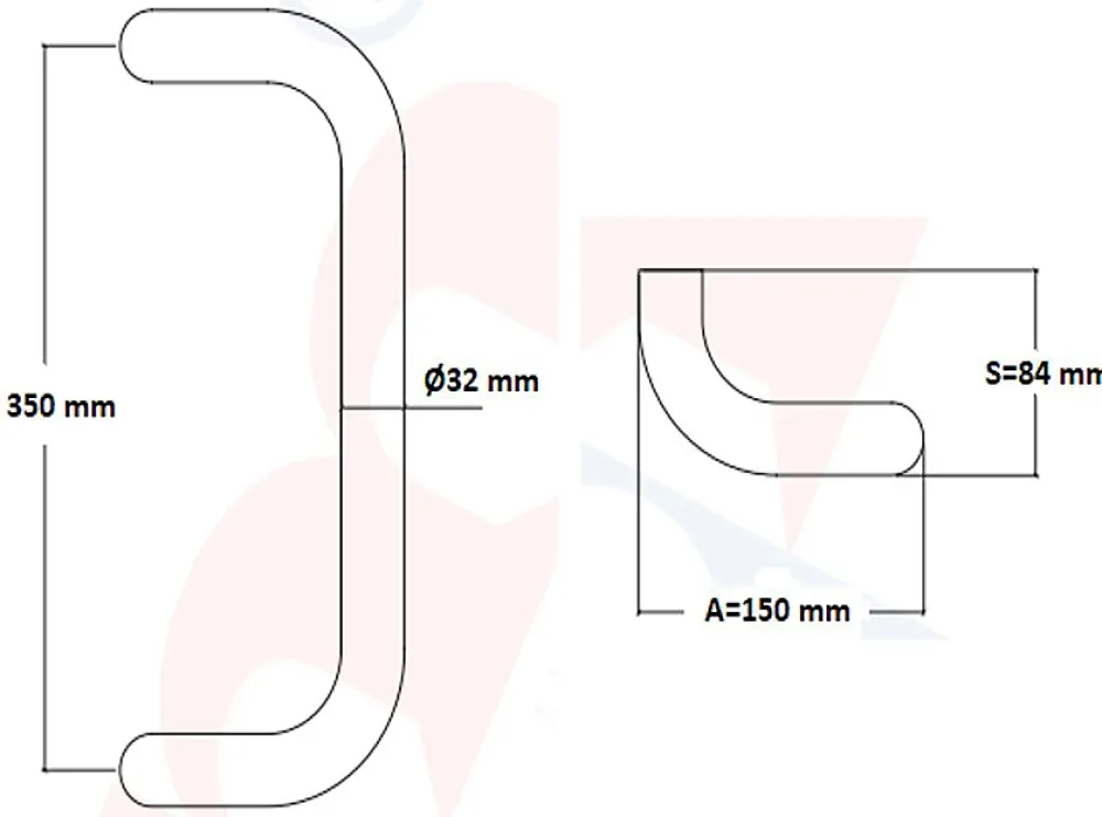 Hardwarexchange Poignée De Porte Extérieure<Poignée de tirage Diamètre 32 mm - Entraxe350 mm - INOX 304 Laqué RAL 9005 Noir Mat