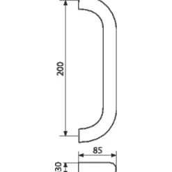Vachette Poignée De Porte Extérieure<Poignée de tirage droite argent - Diamètre 30 x 230 mm - PG 3000 -