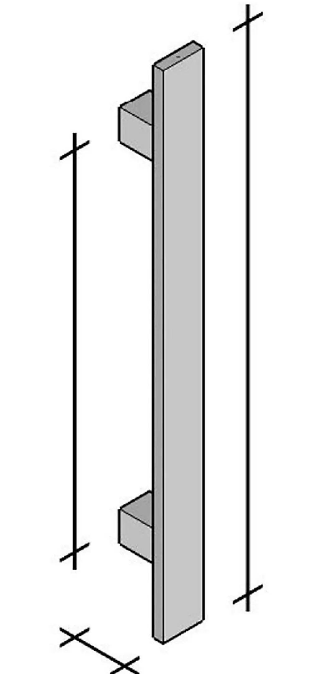 Hardwarexchange Poignée de tirage Rectangle 40x10 mm - Entraxe350 - S55 - L500 mm - INOX 304 satiné- Poignée De Porte Extérieure