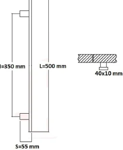 Hardwarexchange Poignée de tirage Rectangle 40x10 mm - Entraxe350 - S55 - L500 mm - INOX 304 Laqué RAL 9005 Noir Mat- Poignée De Porte Extérieure