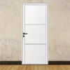 MySystem Porte battante blanche H 2040 x L 830 mm - 3 verres opales horizontaux + béquille noire- Bloc Porte