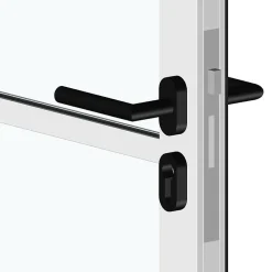 MySystem Porte battante blanche H 2040 x L 830 mm - 3 verres opales horizontaux + béquille noire- Bloc Porte