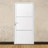 MySystem Porte battante blanche H 2040 x L 930 mm - 3 verres opales horizontaux + béquille inox- Bloc Porte