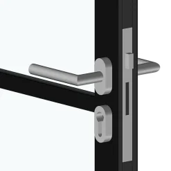 MySystem Porte battante noire H 2040 x L 830 mm - 3 verres opales horizontaux + béquille inox- Bloc Porte