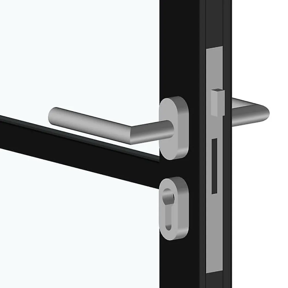MySystem Porte battante noire H 2040 x L 830 mm - 3 verres opales horizontaux + béquille inox- Bloc Porte