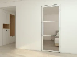 Schulte Bloc Porte<Porte complète intérieure en verre avec cadre 83x211cm - transparent - blanc mat - droite