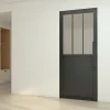 Schulte Bloc Porte<Porte complète Intérieure en verre avec cadre - 93x204 - Noir - Transparent - Atelier - gauche