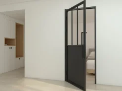Schulte Bloc Porte<Porte complète Intérieure en verre avec cadre - 93x204 - Noir - Transparent - Atelier - gauche