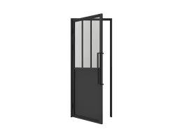 Schulte Bloc Porte<Porte complète Intérieure en verre avec cadre - 93x204 - Noir - Transparent - Atelier - gauche