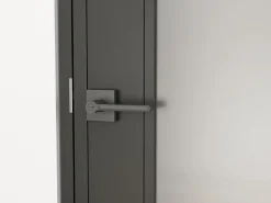 Schulte Porte complète Intérieure en verre avec cadre - Serrure- 71x197 - Noir - Transparent - 3 Vitrages - droit- Bloc Porte