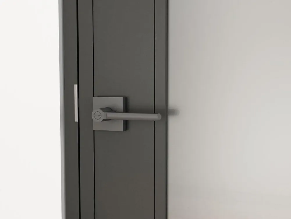 Schulte Porte complète Intérieure en verre avec cadre - Serrure- 71x197 - Noir - Transparent - 3 Vitrages - droit- Bloc Porte