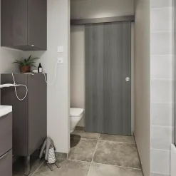 Porte coulissante Alpille effet bois gris H.204 x l.83 cm- Porte Coulissante