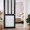 Gd Menuiseries Porte Coulissante<Porte Coulissante Atelier Noir, Blanc Vitrée H204 X L73, Rail Alu, Coquilles
