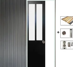 Gd Menuiseries Porte Coulissante<Porte Coulissante Atelier Noir Vitre Depoli H204 X L73, Galandage, Kit Finition