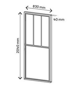 Porte Coulissante<Porte coulissante Atelier noire 3 vitrages H.204 x l.83 cm