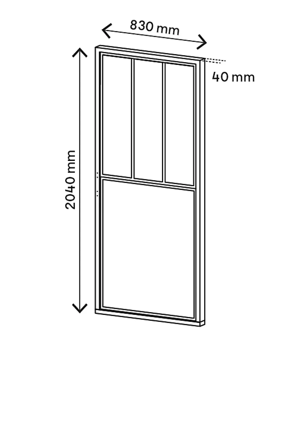 Porte Coulissante<Porte coulissante Atelier noire 3 vitrages H.204 x l.83 cm