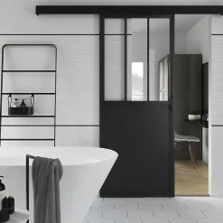 Porte Coulissante<Porte coulissante Atelier noire 3 vitrages H.204 x l.83 cm
