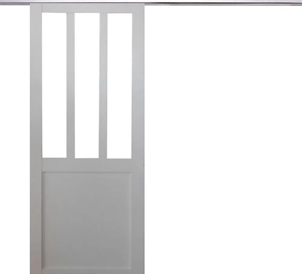 Gd Menuiseries Porte Coulissante Atelier Blanc H204 X L93, Rail Alu- Porte Coulissante