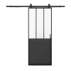 Vente-unique Porte coulissante atelier avec système en applique - Noir et verre trempé dépoli - H205 x L73 cm - ARTISTO II- Porte Coulissante