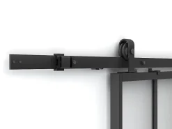 Vente-unique Porte coulissante atelier avec système en applique - Noir et verre trempé dépoli - H205 x L73 cm - ARTISTO II- Porte Coulissante