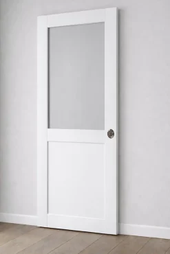 Gd Menuiseries Porte Coulissante<Porte Coulissante Atelier Blanc H204 X L83 Sans Meneau, Serrure Condamnation