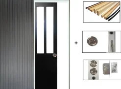 Gd Menuiseries Porte Coulissante<Porte Coulissante Atelier Noir H204 X L93, Galandage, Kit De Finition