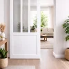 Gd Menuiseries Porte Coulissante Atelier Blanc H204 X L93, Rail Alu Bandeau Blanc- Porte Coulissante
