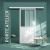 Coulicool Porte Coulissante<Porte Coulissante avec Rail - Atelier Blanche 83 cm - Sans poignée