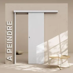 Coulicool Porte Coulissante<Porte Coulissante avec Rail - Prépeinte Plane 63 cm - Avec butée