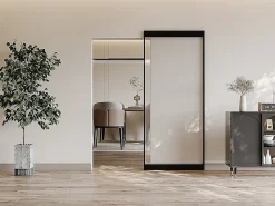 Vente-unique Porte coulissante avec rail invisible - aluminium et verre trempé dépoli - 93 x 210 cm - TORIPA- Porte Coulissante