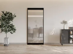 Vente-unique Porte coulissante avec rail invisible - aluminium et verre trempé dépoli - 93 x 210 cm - TORIPA- Porte Coulissante