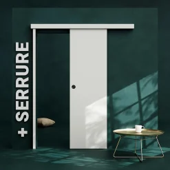 Coulicool Porte Coulissante<Porte Coulissante avec Rail + Serrure - Prépeinte Plane 63 cm