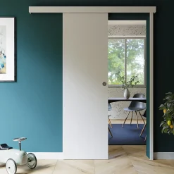 Coulicool Porte Coulissante<Porte Coulissante avec Rail + Serrure - Prépeinte Plane 63 cm