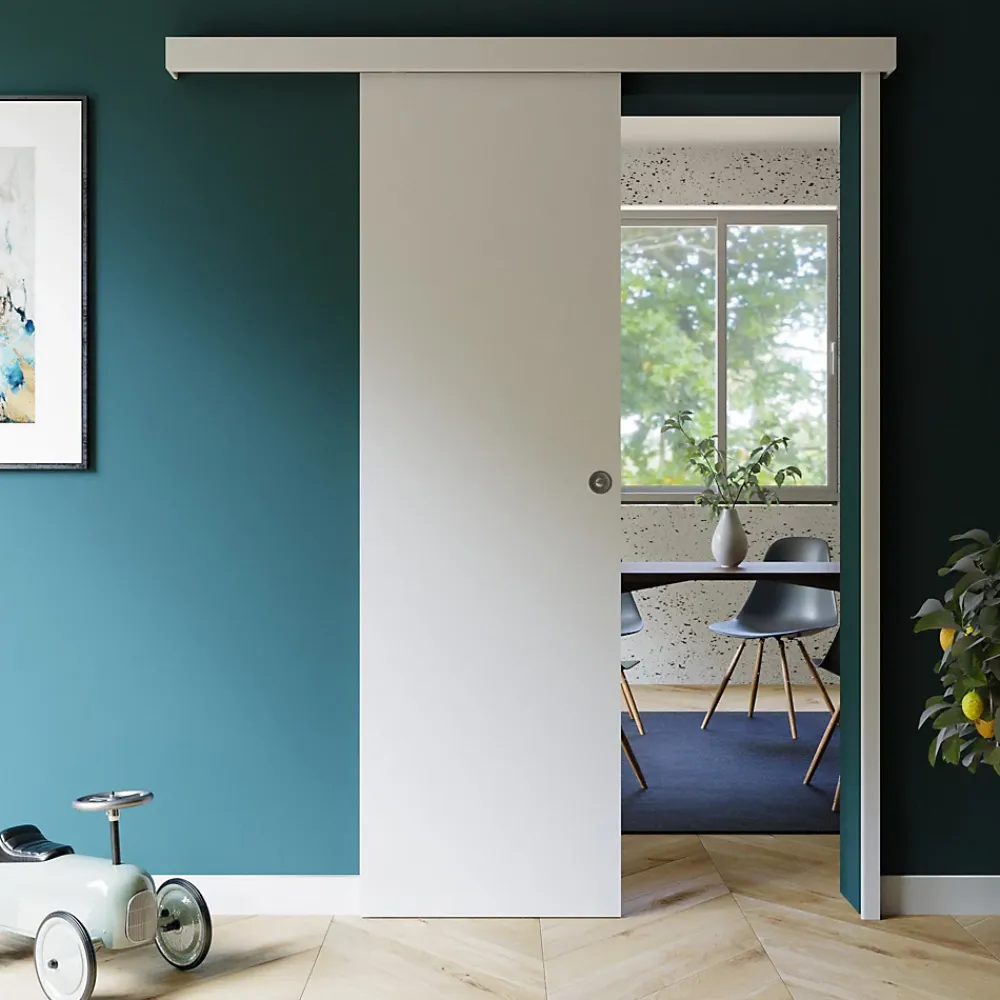 Coulicool Porte Coulissante<Porte Coulissante avec Rail + Serrure - Prépeinte Plane 63 cm